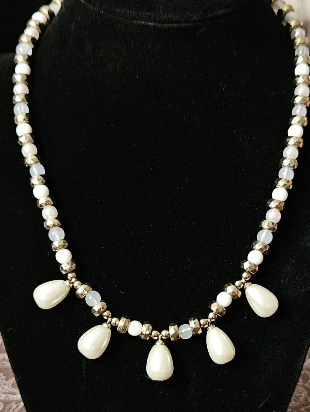 PLUNDER DESIGN Gold & Pearl Teardrop Necklace - NEW